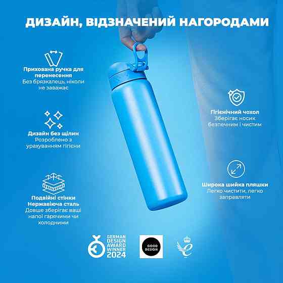 Пляшка для води металева вакуумна ION8 920 мл. Vacuum Insulated, Blue Каменское