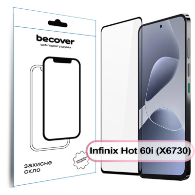 Стекло защитное BeCover Infinix Hot 60i (X6730) Black (713730) Винница - изображение 1