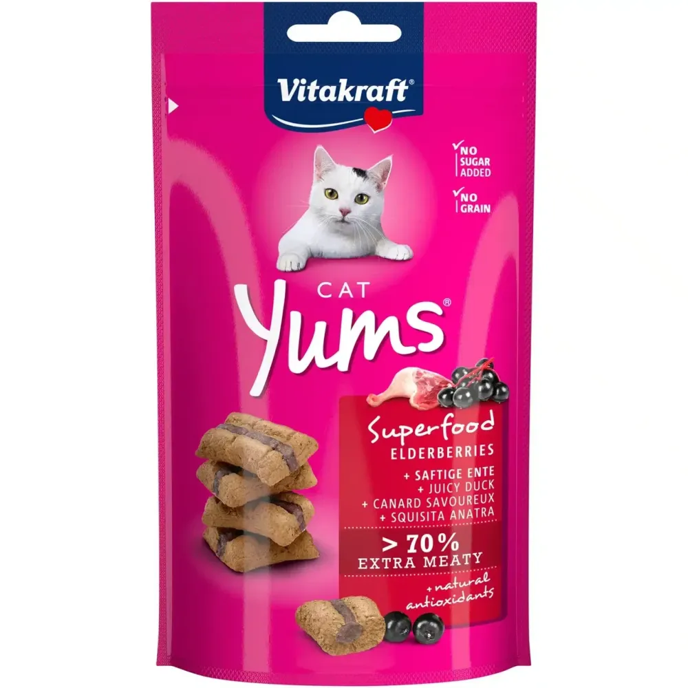 Мягкое лакомство для кошек Витакрафт Vitakraft Yums закуски с уткой и бузиной, 40 г Винница - изображение 1