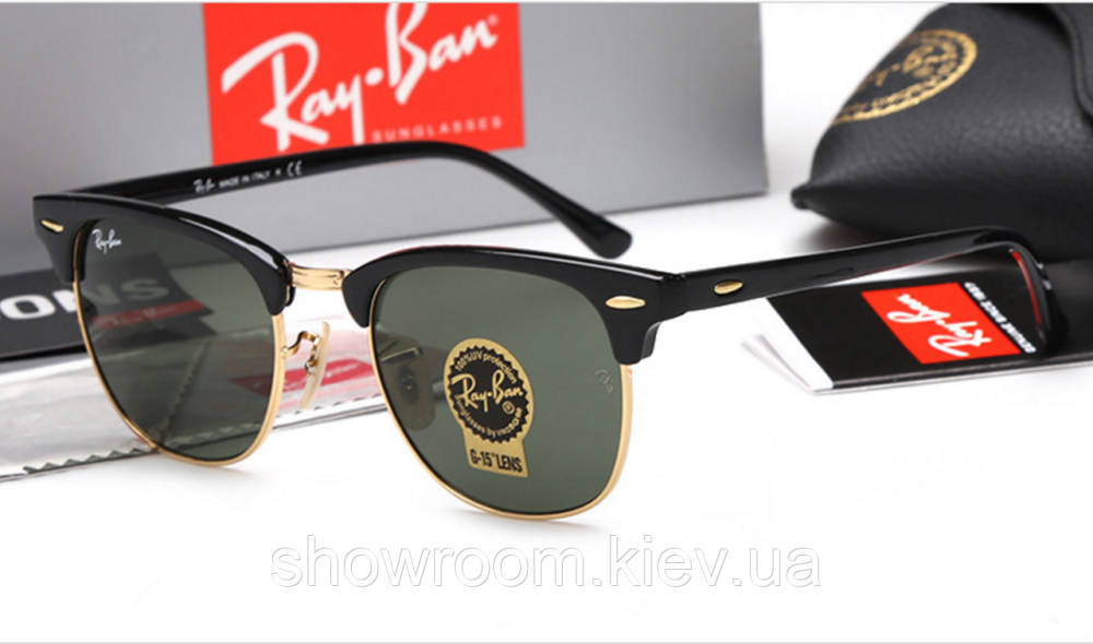 Жіночі сонцезахисні окуляри RAY BAN 3016 clubmaster black LUX Київ - фото 1