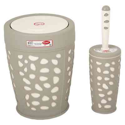 Набір для ванної кімнати Planet Household Stone 2 предмети сірий з кремовим (6868) Вінниця