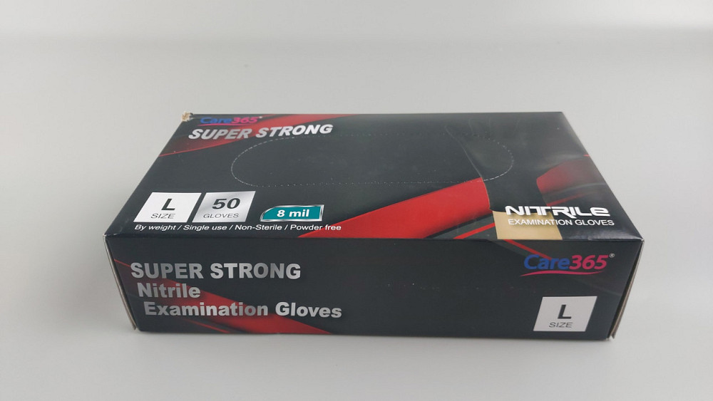 Рукавички нітрилові чорні суперміцні 50 шт. господарські, розмір L "CARE 365" (1 пачка) Харків - фото 3