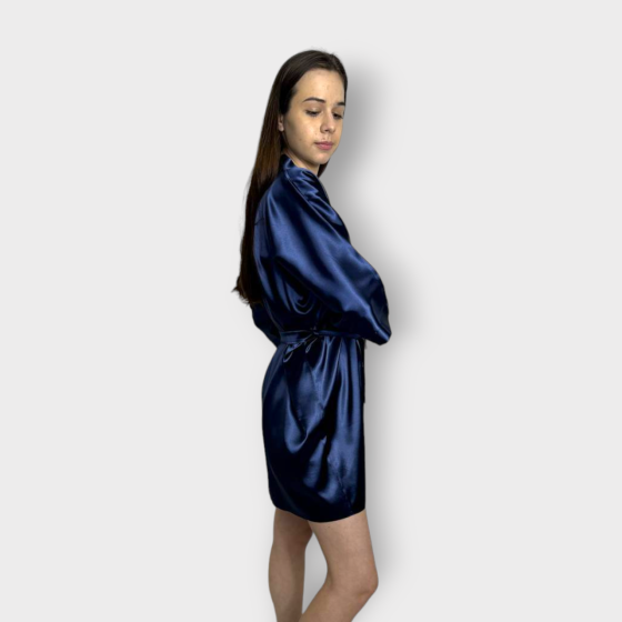 Халат женский сатиновый под пояс длина 90см Голубой 3XL/4XL Харьков