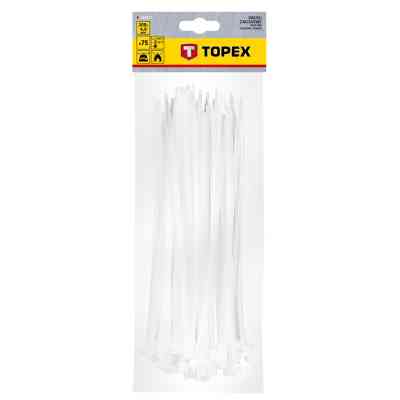 Стяжка Topex біла, 4.8х200 мм, пластик, 75 шт. (44E977) Вінниця