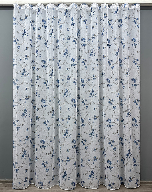 Тюль VR-Textil 1533т Flora Батист Білий із синьо-коричневим 300х270 см (42-0444) Київ - фото 2