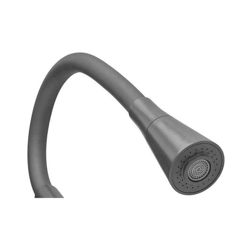 Смеситель для кухни PLAMIX CEZAR-011-B SET MATTE BLACK REFL.BLACK с силиконовым изливом, с подводом (PM0719) Киев - изображение 4