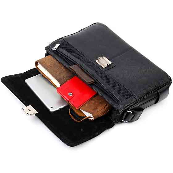 Классический мужской портфель KARYA 20940 кожаный Черный Киев