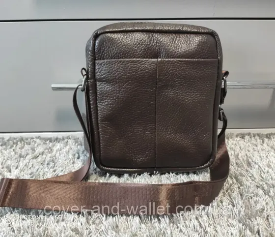 Компактная мужская сумка на плечо из натуральной кожи VIntage Черный Киев