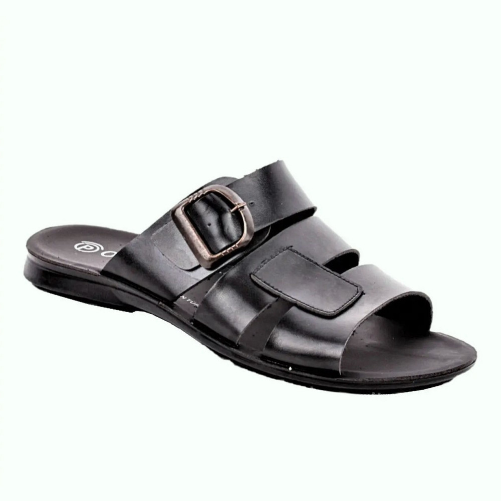 Чоловічі Шльопанці Тапочки Сланці Чорні Шкіряні (розміри: 41,42,43,44) Дніпро - фото 1