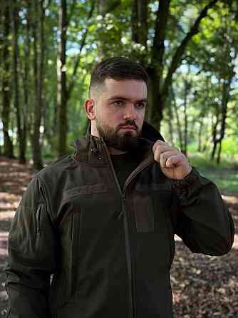 Тактичний демісезонний чоловічий костюм soft shell оливковий, військова форма софт шелл з блискавкою Львів