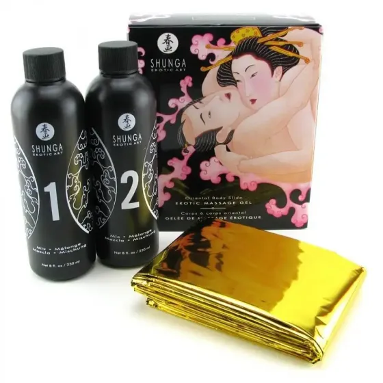Гель для NURU масажу Shunga Oriental Body-to-Body – Sparkling Strawberry Wine плюс простирадло Львів