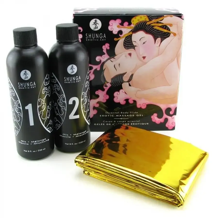 Гель для NURU масажу Shunga Oriental Body-to-Body – Sparkling Strawberry Wine плюс простирадло Львів - фото 1