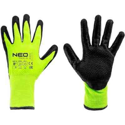 Защитные перчатки Neo Tools утепленные, латексное покрытие, полиэстер, р.8, зелено черные (97-613-8) Винница