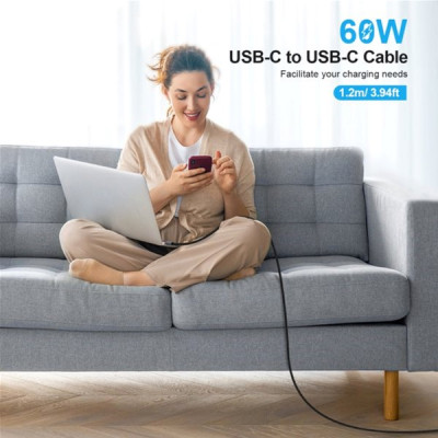 Дата кабель USB-C to USB-C 1.8m USB 2.0 60W Choetech (XCC-1014-BK) Вінниця - фото 6