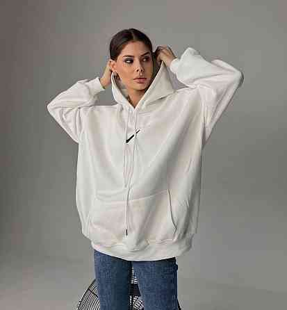 Женский стильный худикенгуру оversize кройки на тонком флисе Белый Одесса