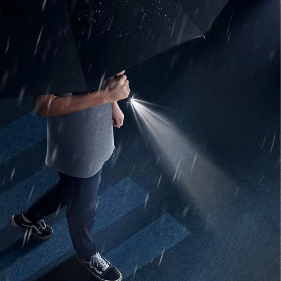 Парасолька з Led-ліхтариком на 10 спицях від дощу, сонця, діаметр 105 см, парасолька автоматична з вбудованим ліхтарем, синя Кам'янець-Подільський