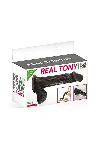 Фалоімітатор Real Body — Real Tony Black, TPE, діаметр 3,5 см Львів - фото 3