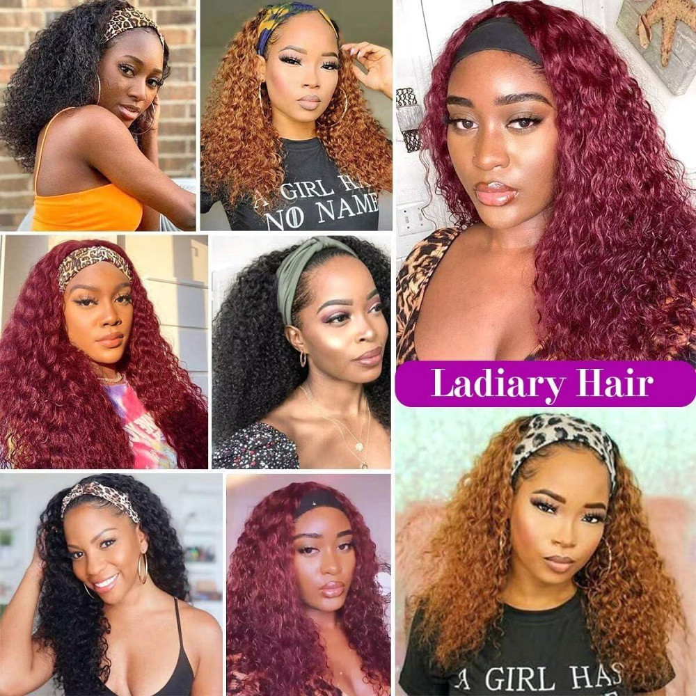 Перука кучерява Ladiary 50 см з натурального волосся з пов'язкою, світло-руда, густа, без клею, міні-афро Київ - фото 6