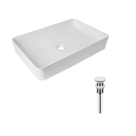 Комплект Qtap Tern: Раковина накладная прямоугольная 600x400x110 мм WHITE + Донный клапан PU02 Киев