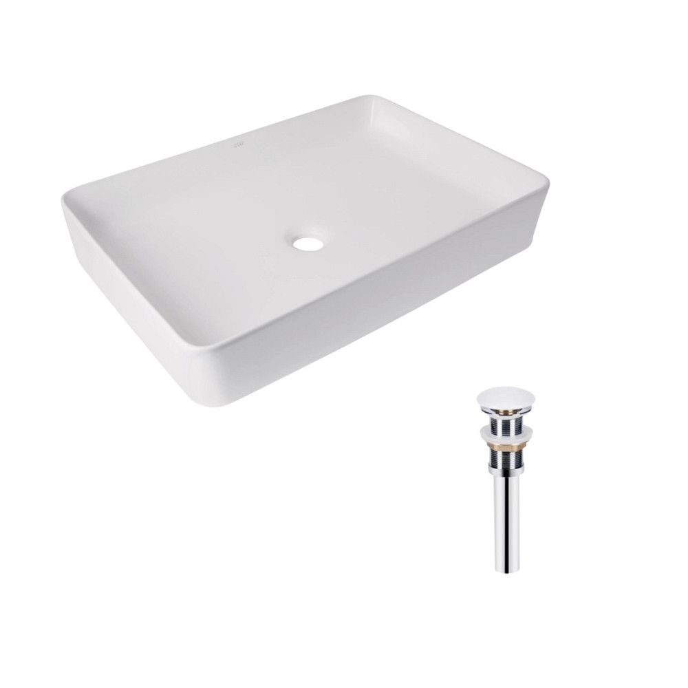 Комплект Qtap Tern: Раковина накладна прямокутна 600x400x110 мм WHITE + Донний клапан PU02 Київ - фото 1