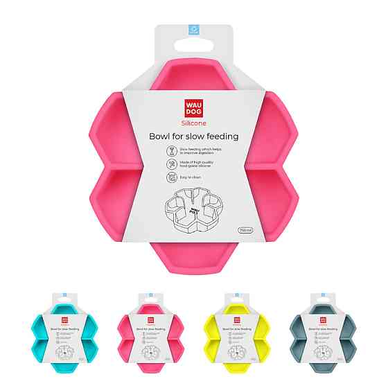 Миска для медленного питания WAUDOG Silicone, 750 мл, розовый Киев