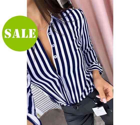Сорочка з довгими рукавами у смужку "Sail" оптом | Норма | Розпродаж моделі Київ