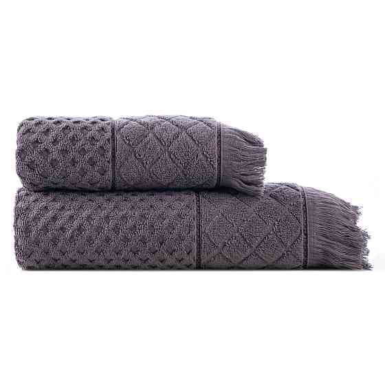 Акция! Комплект махровых полотенец Ideal Textile в клетку 2 шт (50х90 см, 70х140 см) графит Черновцы