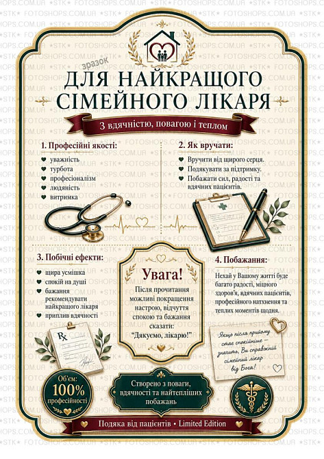 Этикетка на бутылку вина или игристого для семейного врача | Подарочная этикетка и контрэтикетка “Лучшему семейному врачу” | Накле Одесса - изображение 2