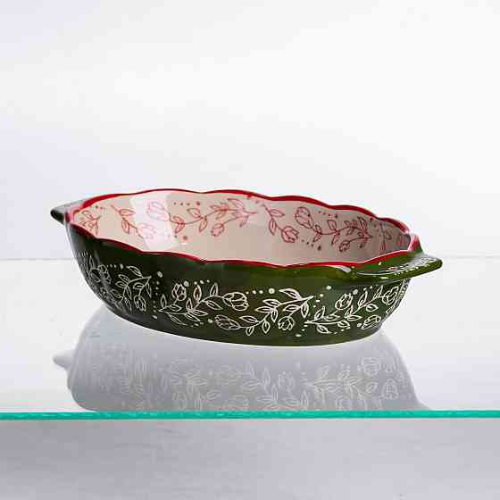 Форма для запікання Vintage 25×15×5 (см) овальна з ручками Зелена HM05-01 Київ