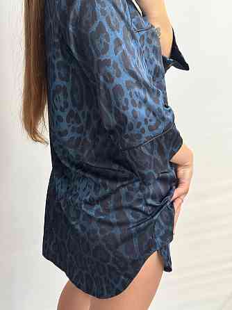 Жіноча нічна сорочка сатинова Синій лео XL Харків