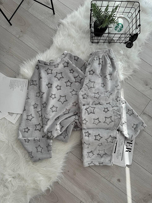 Женская теплая повседневная домашняя махровая пижама турецкая двусторонняя махра Одесса - изображение 5