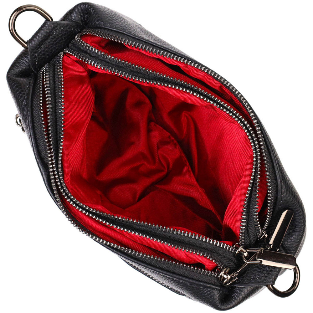 Удобная сумка на три отделения из натуральной кожи 22094 Vintage Черная Киев - изображение 6