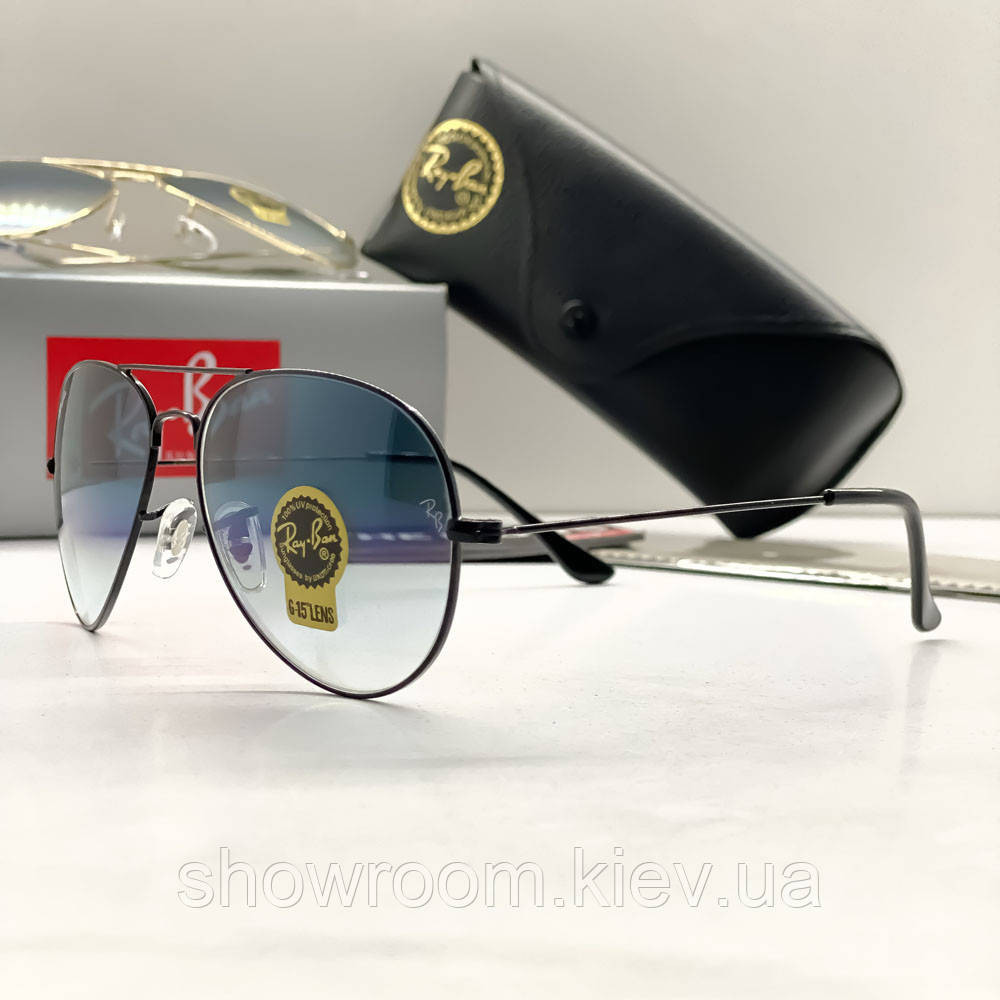 Жіночі сонцезахисні окуляри RAY BAN aviator black (2902) Київ - фото 3