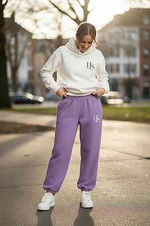 Теплый женский костюм тринитка на флисе Сиреневый L-XL Харьков