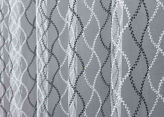 Тюль VR-Textil 1839т Фатин с вышивкой Белый с черным 300х270 см (40-194) Киев