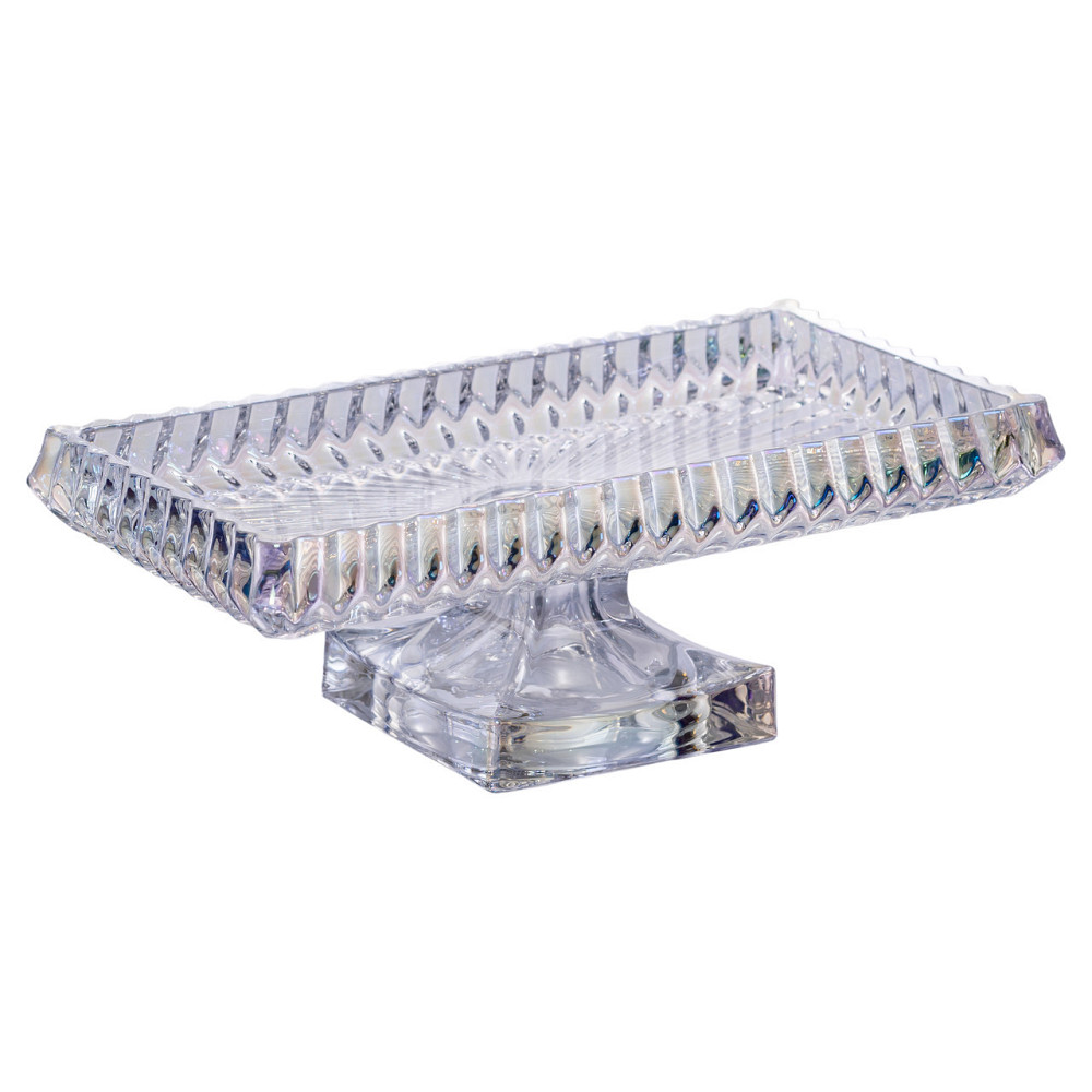 Фруктовниця скляна на ніжці 29х16.5х11 см прямокутна ваза для фруктів цукерниця Прозорий HP-19-151L Київ - фото 4