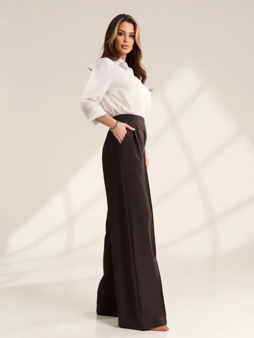 Женские брюки палаццо высокой посадки черные / шоколад женские брюки высокой посадки Одесса - изображение 7