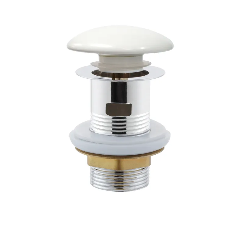 Донний клапан для раковини з переливом Mixxus POP-UP-08 WHITE автоматичний (Click-Clack) (Біла керамічна накладка) 1 1/4'' Київ - фото 1