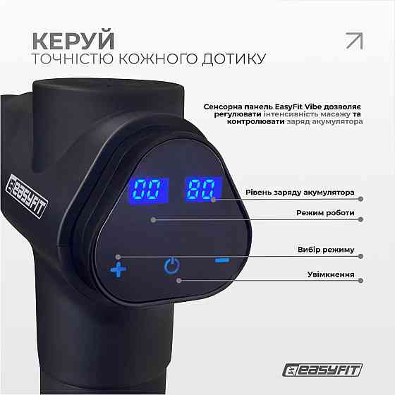 Перкусійний вібромасажер EasyFit UltraGun 13 насадок Коломия