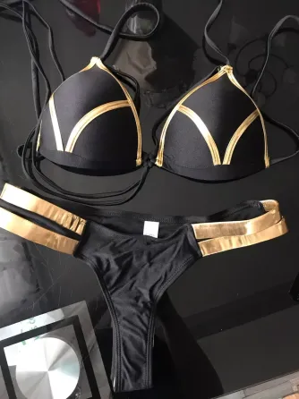 Роздільний купальник для жінок S чорно-золотистий Київ