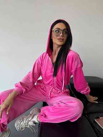 Женский стильный повседневный велюровый костюм двойка Барби Одесса