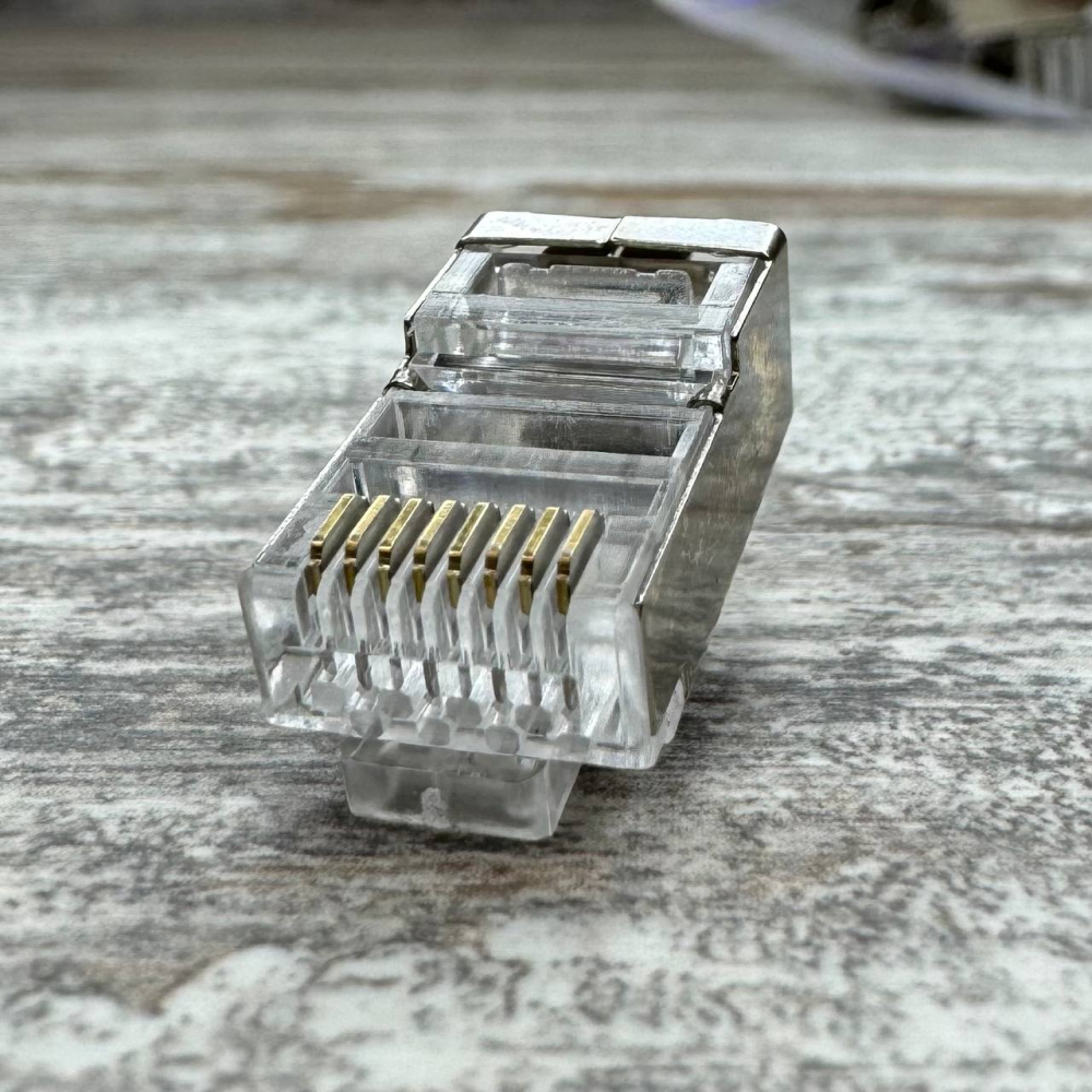 Коннекторы RJ45 8P8C экранированные, набор 100 шт, для кабеля Cat5e/Cat6, сетевые разъёмы Киев - изображение 1