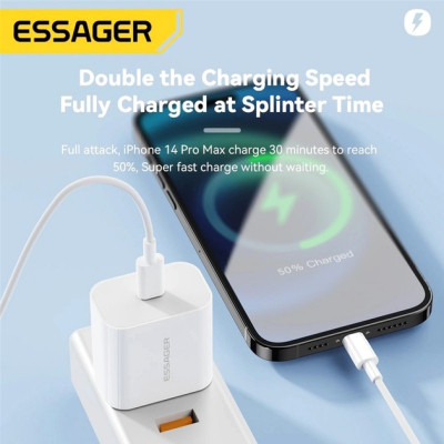 Зарядний пристрій Essager USB-C PD20W + cable USB-C to Lightning white (EFJB02-XBL02-T) Вінниця - фото 5