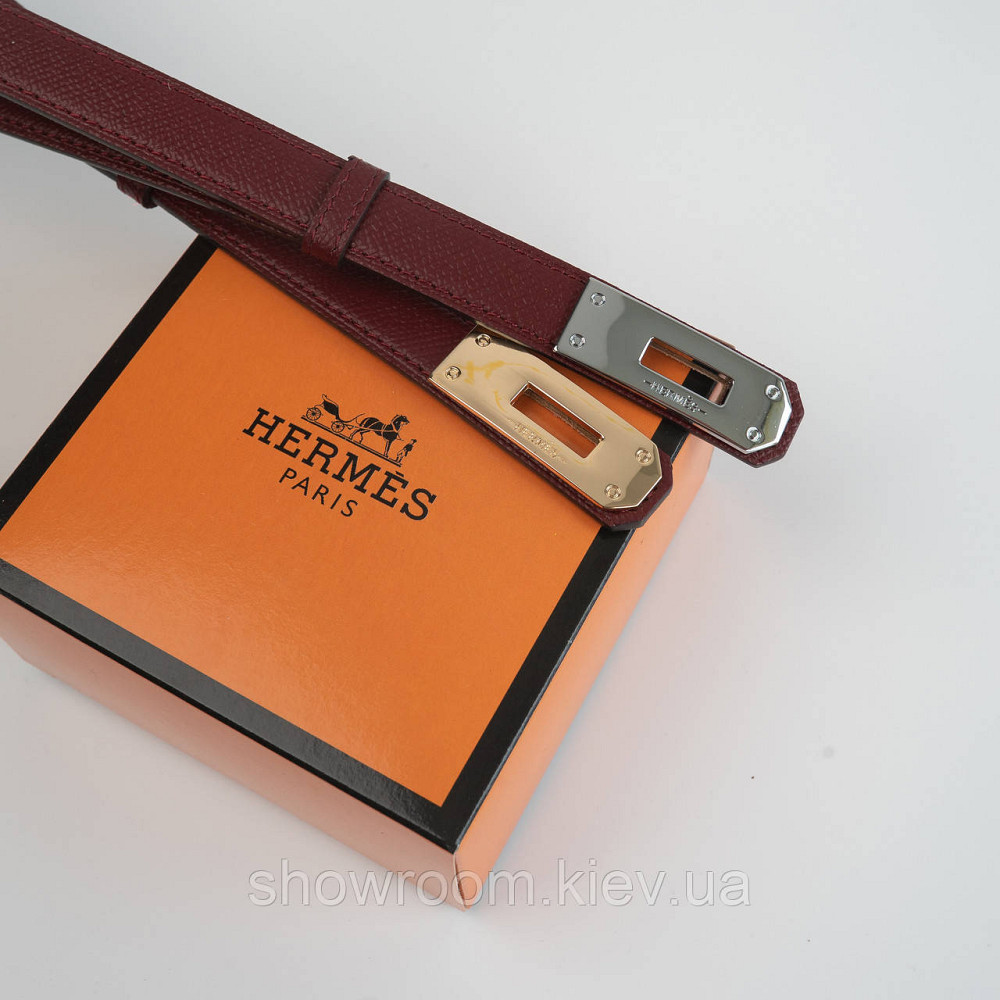Жіночий ремінь шкіряний Hermes Гермес (280-1) бордовий Київ - фото 6