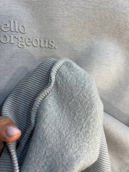 Свитшот женский Pepper mint 24-15 оверсайз удлиненная надпись впереди утепленный флис, серый, M Киев - изображение 10