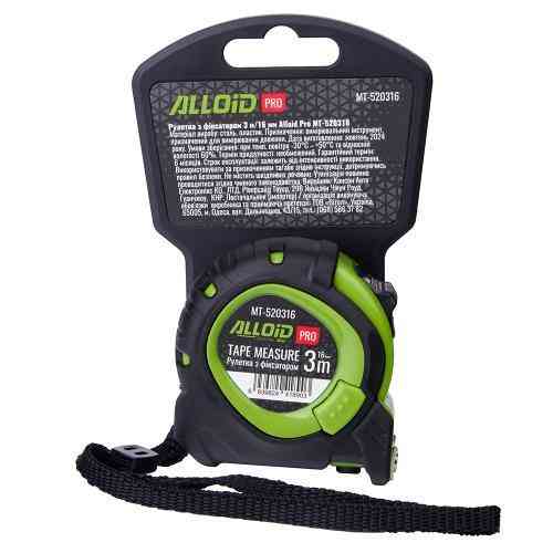 Alloid Pro. Рулетка с фиксатором  3 м/16 мм, MT-520316 Ковель