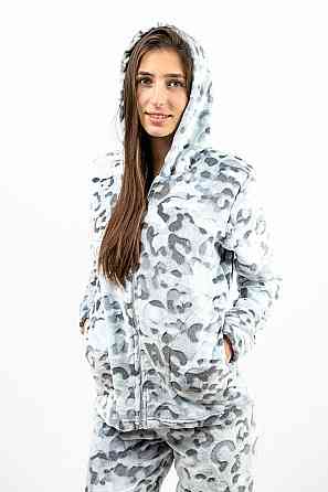 Домашній теплий костюм жіночий сірий з капюшоном топ 48/50 Крохатушка одяг Київ