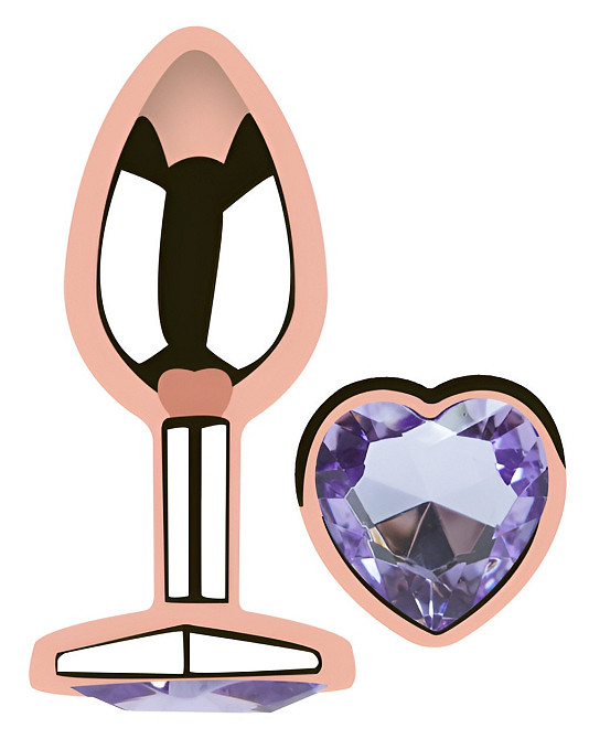 Анальна пробка з кристалом EGZO - Rose Gold Heart Plug Amethyst size S Sex Aura Київ - фото 2