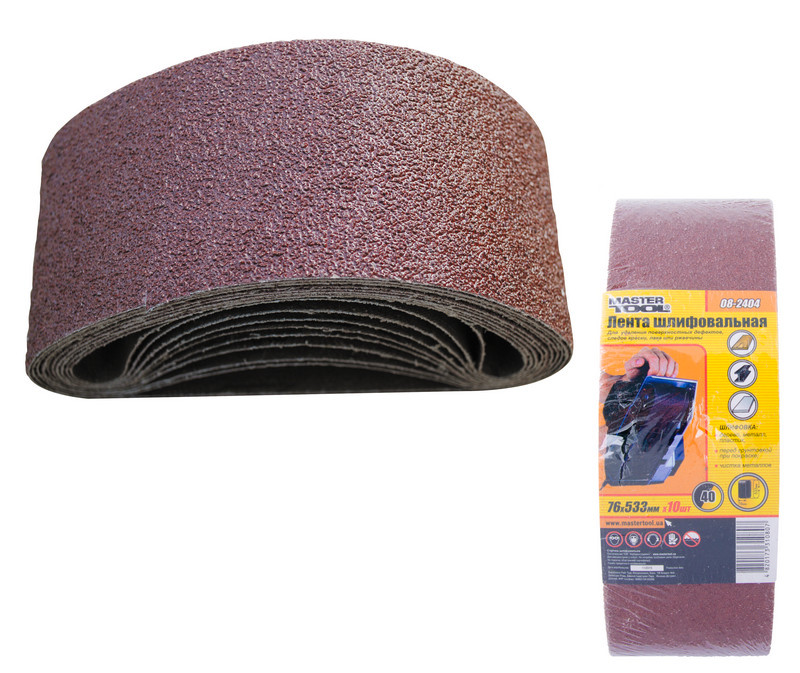 MASTERTOOL Стрічка шліфувальна MASTERTOOL зерно P40 76×533 мм 10 шт 08-2404 Киев - изображение 1