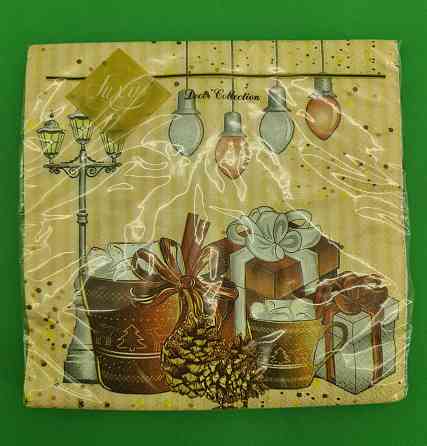 Новогодняя бумажная салфетка (ЗЗхЗЗ, 20шт) LuxyНГ Рождественский напиток(1225) (1 пачка) Харьков